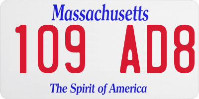 MA license plate 109AD8
