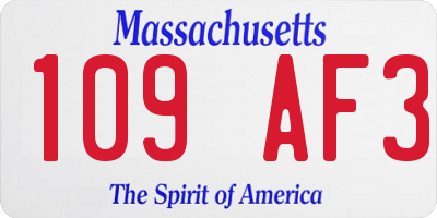 MA license plate 109AF3