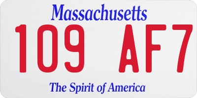 MA license plate 109AF7