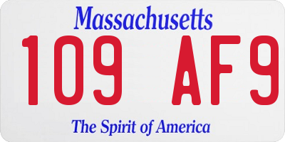 MA license plate 109AF9