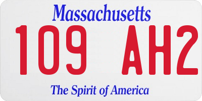 MA license plate 109AH2