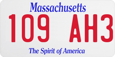 MA license plate 109AH3
