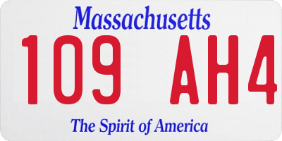 MA license plate 109AH4