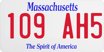 MA license plate 109AH5