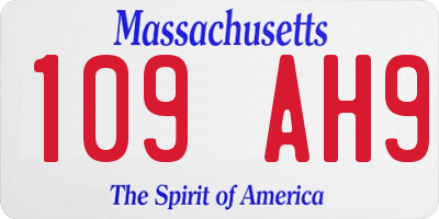 MA license plate 109AH9