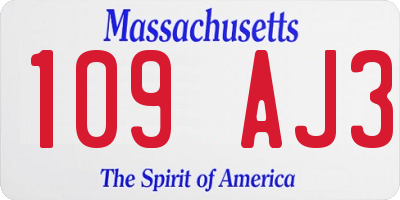 MA license plate 109AJ3