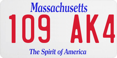 MA license plate 109AK4
