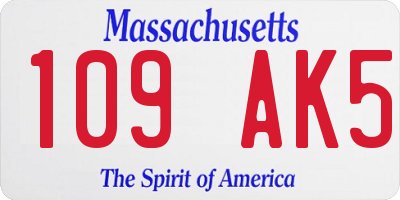 MA license plate 109AK5