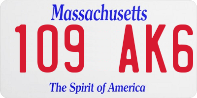 MA license plate 109AK6