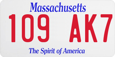 MA license plate 109AK7