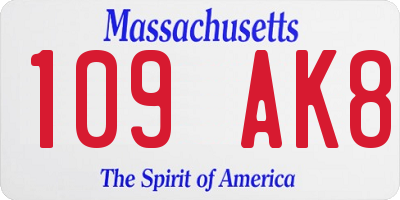 MA license plate 109AK8