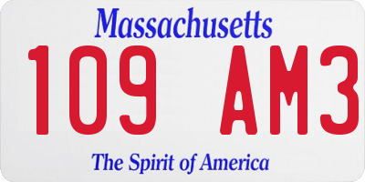 MA license plate 109AM3