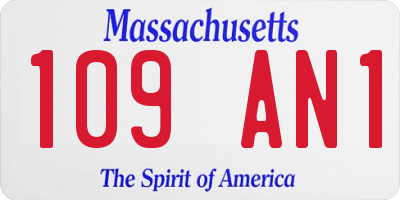 MA license plate 109AN1