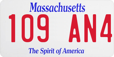 MA license plate 109AN4