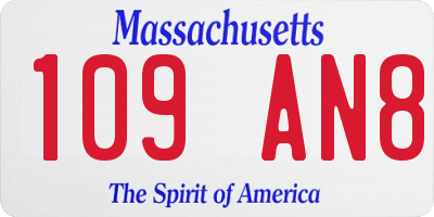MA license plate 109AN8