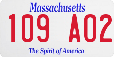 MA license plate 109AO2