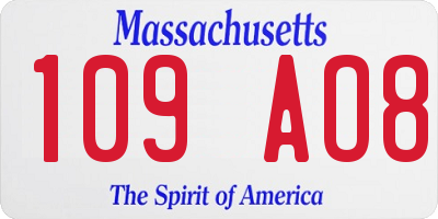 MA license plate 109AO8
