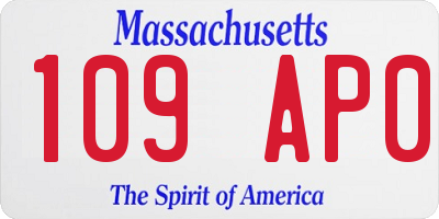 MA license plate 109AP0