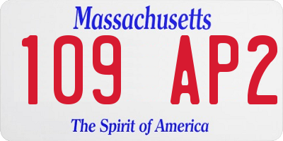 MA license plate 109AP2