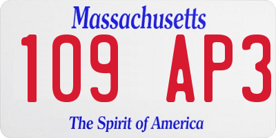 MA license plate 109AP3