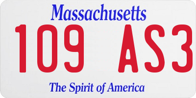 MA license plate 109AS3