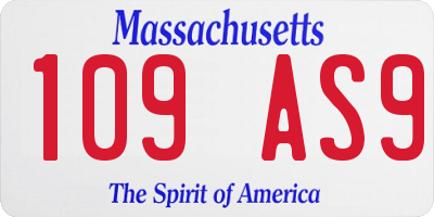MA license plate 109AS9