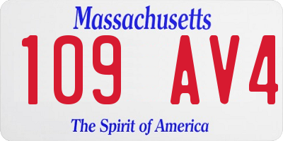 MA license plate 109AV4