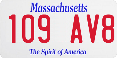 MA license plate 109AV8