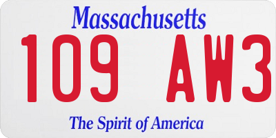 MA license plate 109AW3