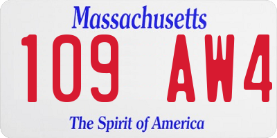 MA license plate 109AW4