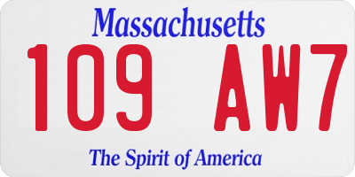 MA license plate 109AW7