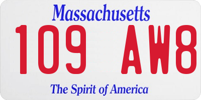 MA license plate 109AW8