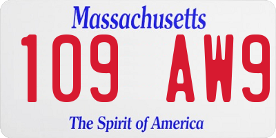 MA license plate 109AW9