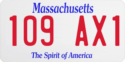 MA license plate 109AX1