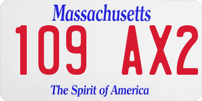 MA license plate 109AX2