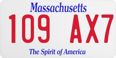 MA license plate 109AX7