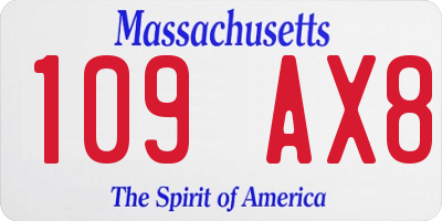 MA license plate 109AX8