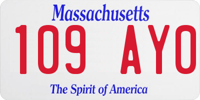 MA license plate 109AY0