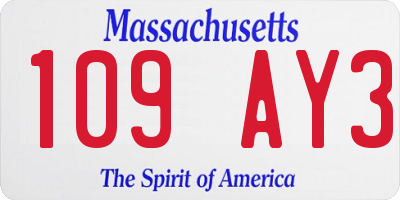 MA license plate 109AY3