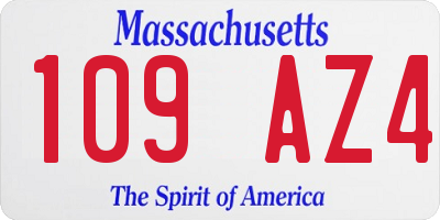 MA license plate 109AZ4