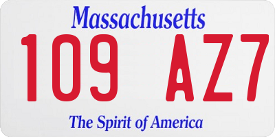 MA license plate 109AZ7