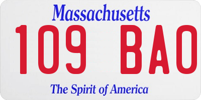 MA license plate 109BA0