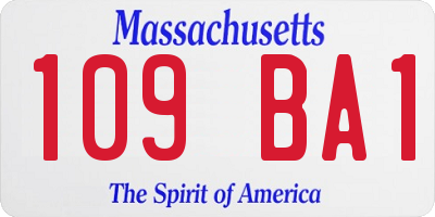 MA license plate 109BA1