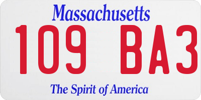 MA license plate 109BA3