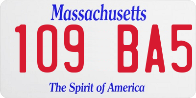 MA license plate 109BA5