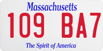 MA license plate 109BA7