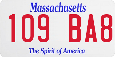 MA license plate 109BA8