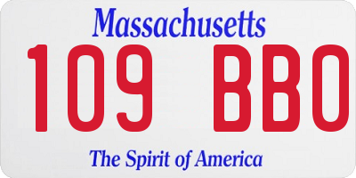 MA license plate 109BB0