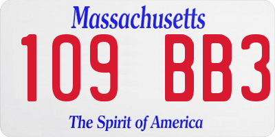 MA license plate 109BB3