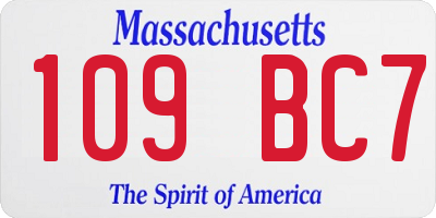 MA license plate 109BC7